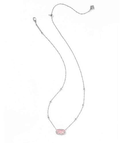 Kendra Scott Womens Elisa Lattice Frame Short Pendant Necklace Silver Blush Ivory Mother Of Pearl One Size2