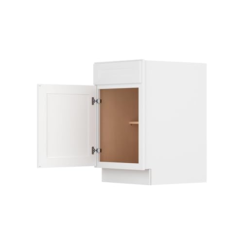 Image of Furinno Shaker Drawer Base Kitchen Cabinet with 1-Door, Ready to Assemble, 24 D x 21 W x 34.5 H, White