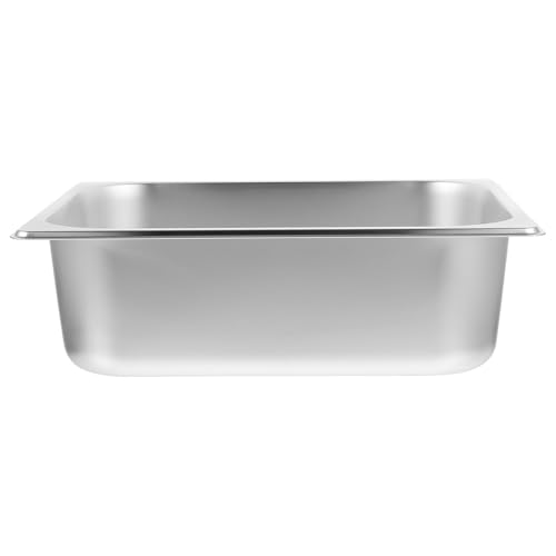 Didiseaon Recipiente Rectangular de Acero Inoxidable 201, Tamaño 1/2 (32,5 X 26,5 X 10 Cm), Bandeja para Buffet y Catering, Esquinas Redondeadas, Fácil de Limpiar, Adecuado para Restaurante