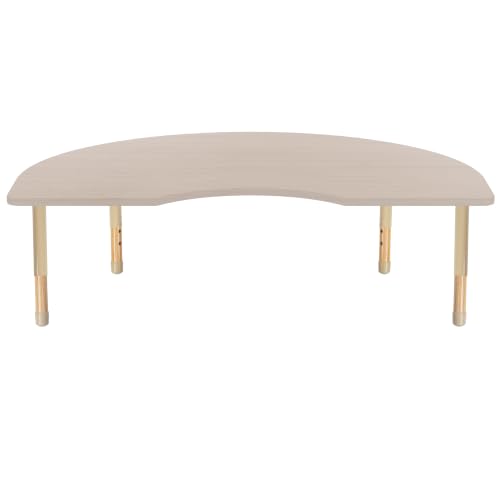 Image of 48 inch x 72 inch Kidney Kids Classroom Table with Adjustable Chunky Wood Legs