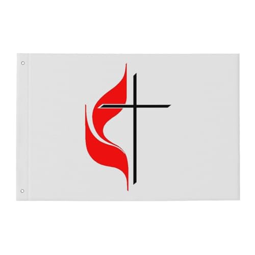 PRCWUP United Methodist Church Home Double Sided 2x3 FT Flag, 3-Ply Durable Polyester, Fade-Resistant Design with 2 Brass Grommets