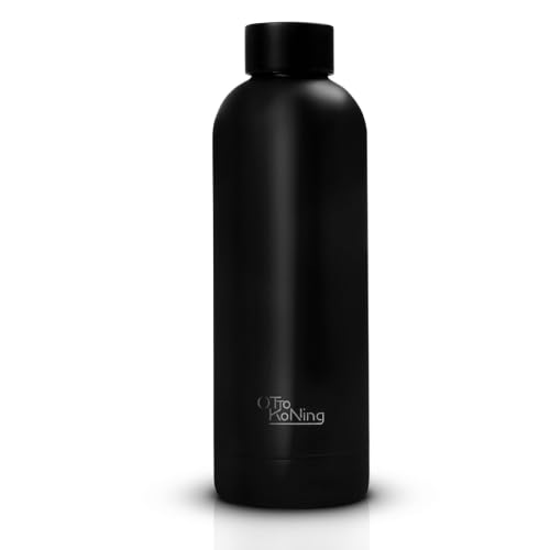 OTTO KONING Botella Agua Acero Inoxidable Térmica 500ml Doble Pared Sin BPA | Acero inoxidable 18/8 alimentario, doble pared con vacío, apta agua café té, antifugas, libre de BPA y ftalatos, ligera