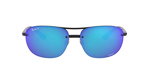 Ray-Ban Men's RB4275CH Chromance Sunglasses, Black/Polarized Blue Mirror, 63 mm