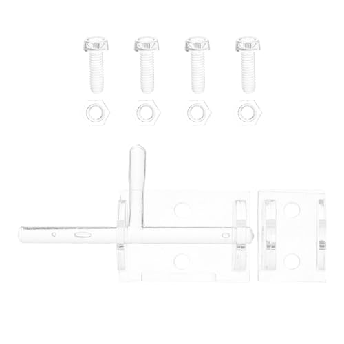 Yardenfun Pestillo Deslizante de Acrílico Transparente Autoadhesivo Tornillos para Puertas de Baño, Armarios y Apartamentos, Cerrojo de Puerta de Granero Seguro Taladro, Cerradura