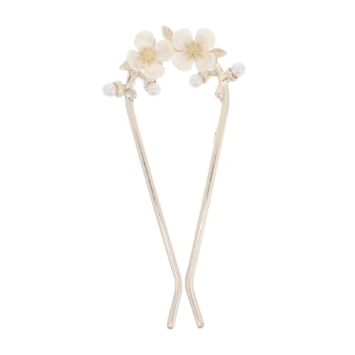 Abaodam 古風花飾り字型ヘアフォーク 繊細な花デザイン 髪飾り レディース ヘアピン ヘアスティック 和風髪留め 夜会巻き向け