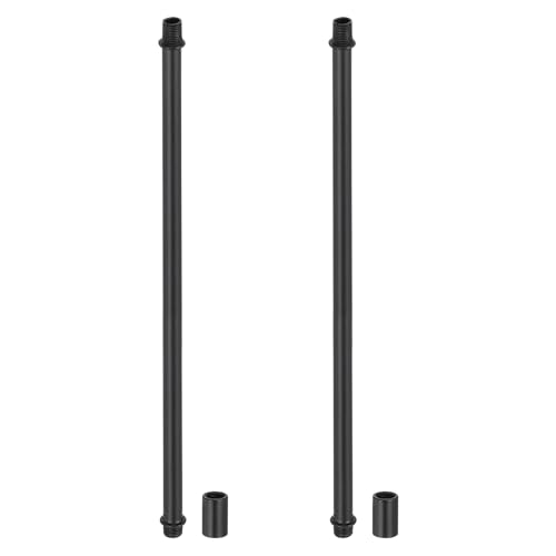 Image of PATIKIL Straight Pipe Lamp Stems Rod Kit, 2 Set M10 Carbon Steel 320mm(12.6 inch) Long Double End Thread Rod with Coupling Nuts Sleeve Connector for Table Lamps Chandeliers,Black