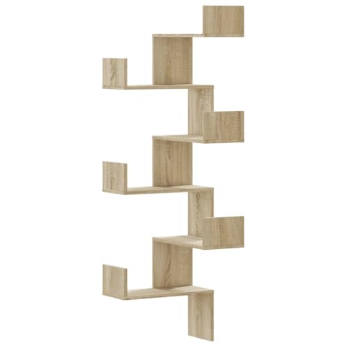 vidaXL Étagère d'angle Murale chêne Sonoma 45x45x147cm Bois ingénierie, étagère d'angle, étagère Suspendue, étagère Murale Suspendue, étagère Murale