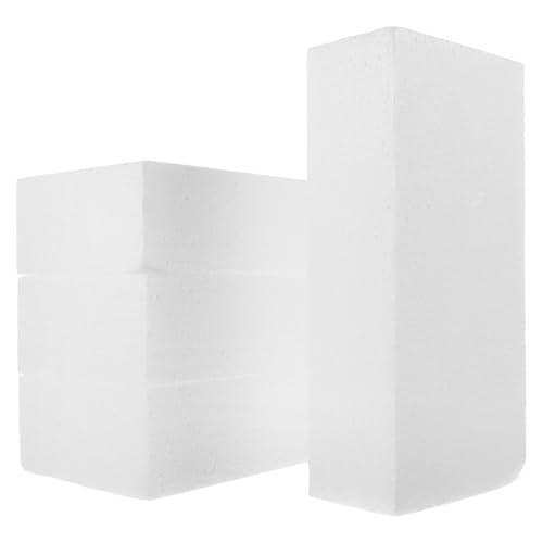 HEALSOPTHY Lot de 4 blocs de mousse rectangulaires - Blanc - Haute densité - Pour bricolage, artisanat, arrangements floraux et modélisme