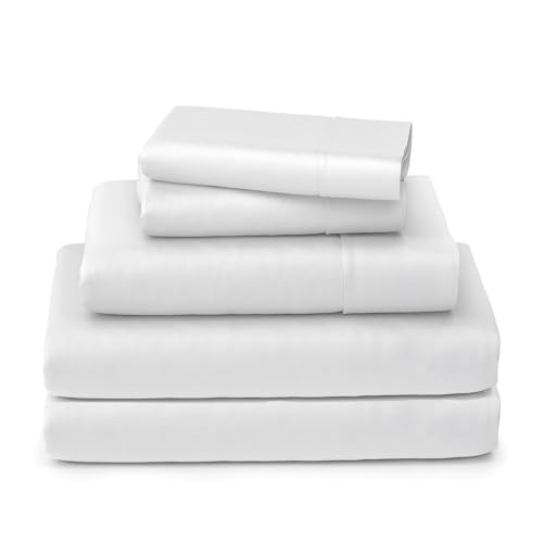100% Cotton Split King Sheets - 400 Thread Count Sateen Weave, 5 Piece Split King Sheets Sets for Adjustable Bed with 15
