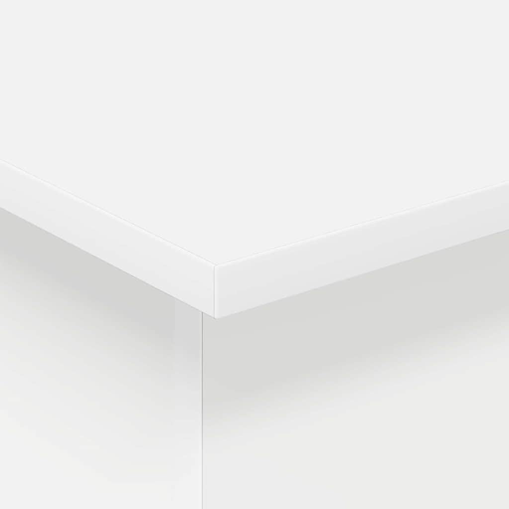 Mesa auxiliar blanca 35,5 x 35 x 40 cm, pequeña mesa de centro de madera moderna con espacio de almacenamiento y estantes para salón y oficina