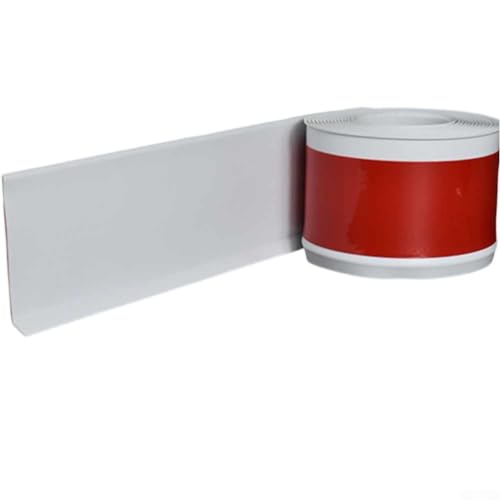 Dolvitrny Rodapié de PVC suave, 4 m x 8 cm, marrón oscuro/gris/amarillo, flexible y para una fácil instalación, respaldo duradero, para renovación del hogar y proyectos de bricolaje (blanco)