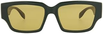 Alexander McQueen Square/Rectangle Sunglasses Green Green Yellow Luxury Eyewear Made In Italy Acetate Frame Designer Fashion for Everyday Luxury
