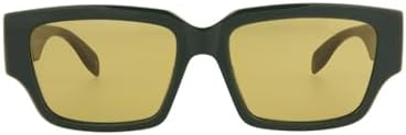 Alexander McQueen Square/Rectangle Sunglasses Green Green Yellow Luxury Eyewear Made In Italy Acetate Frame Designer Fashion for Everyday Luxury