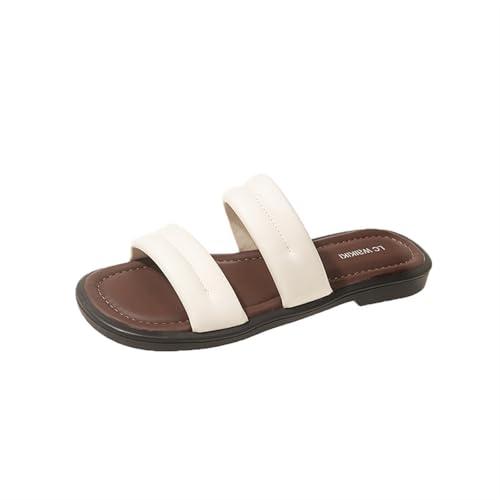 Womens Sandals Soft leather beach flip flops for women, fashionable, soft sole, comfortable, flat bottom, casual sandals, half slippers