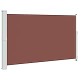 vidaXL Toldo Lateral Retráctil de Jardín Patio Separador Terraza Balcón Pantalla Solar Viento Enrollable Retroceso Automático Marrón 180x300 cm