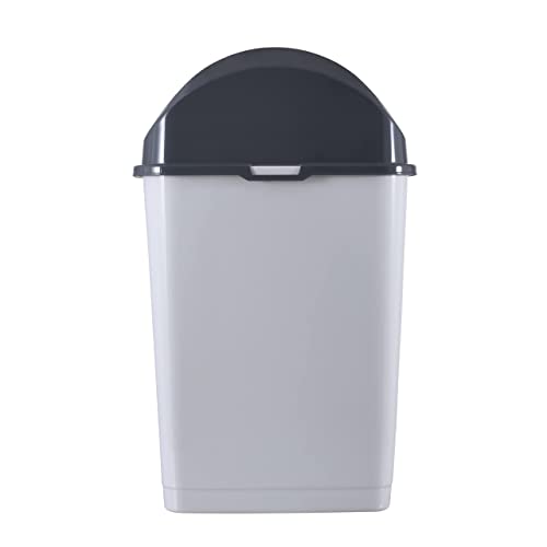 Image of Superio Swing Top Trash Can,Set of 3 Waste Bins for Home, Kitchen, Office, Bedroom, Bathroom, Ideal for Large or Small Spaces - White (White Smoke- 18 qt+2 5 qt)