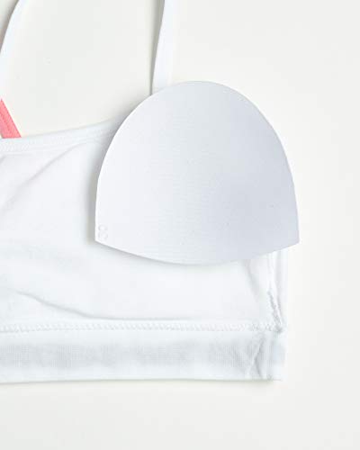 Reebok Girls' Racerback Seamless Crop Cami Bralette With Removable Pads (4 Pack), Size 8-10, White/Black Jacquard #TOP5