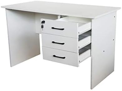 Mahmayi Solama MP1-1260 Office Desk with Fixed Lockable Drawers - Premium White