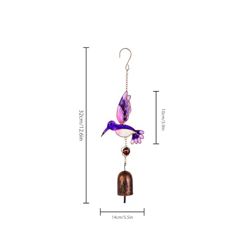 Wind Chimes Outdoor Hummingbird Metal Pendant Windchimes Decor with Hook for Outside Home Patio Garden Decoration Gifts for Mom Grandma Sisters - Image 4