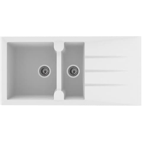 Liquida LP15WH 1.5 Bowl Composite Inset Reversible White Kitchen Sink Cover