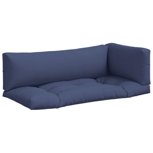 HETFTJN Lot de 3 coussins de palette pour meubles de jardin en tissu Oxford, avec coussins, coussins de dossier et coussins latéraux, bleu marine, coussins de salon confortables pour terrasse et