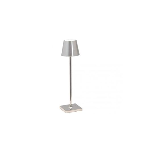 Zafferano Poldina Pro Lampada Led Senza Fili Con Batteria Ricaricabile, Dimmer Touch, Uso Interno H38Cm, Corpo In Alluminio E Finitura Galvanica Lucid