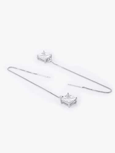 Yellow Chimes Earrings for Women & Girls | Fashion Silver Crystal Stone Long Earring | Silver Tone Threadert & Western Long Chain Earrings |Birthday & Anniversary Gift