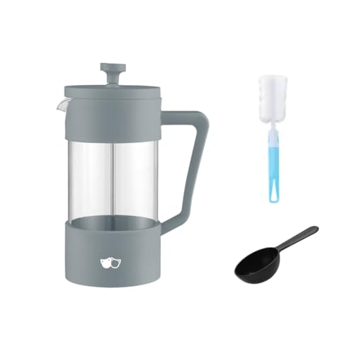 W&M Caffettiera - Caffettiera francese - Pressa francese - French Press - Macchina da caffè manuale - Macchina da caffè in acciaio inox - Vetro Borosilicato - Triplo filtro - Cucchiaio dosatore +