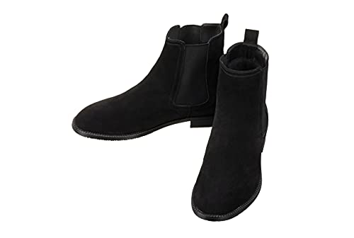 CALTO Men's Invisible Height Increasing Elevator Shoes - Black Suede Leather Slip-on Chelsea Boots - 2.9 Inches Taller - K33090 - Size 11 D(M) US4