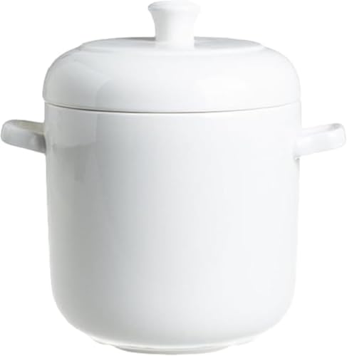 Ambety 蒸し碗 セラミック製の卵蒸し用ボウル 茶碗蒸し ふた付き ボウル 白磁 食器 キッチン用品 スープ碗 電子レンジ対応 蒸碗 食事用 大容量 茶碗 うつわ 器 皿 お皿 陶器 旅館 和食器 飲食店 おしゃれ 業務用 調理用品 (950ml)