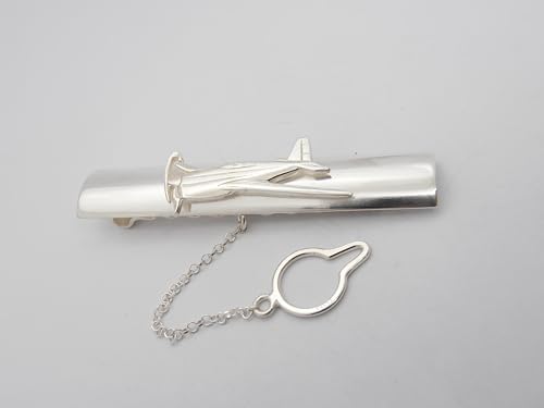 Pasador de corbata avión plata 925 accesorio piloto aviación civil y militar 2