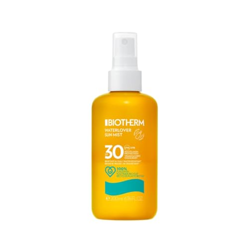 Biotherm, Waterlover Protection Solaire Hydratante SPF 30, Brume Solaire Invisible, Contre Rayons UVB, Waterproof, Sans Traces Blanches, Éco-Testé, Enrichi en Biotech Plankton, 200 ml