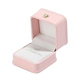 Caja for anillos de compromiso y bodas, cuadrada, for exhibir joyas, for parejas, for guardar pendientes para Propuesta, Boda(Pink)