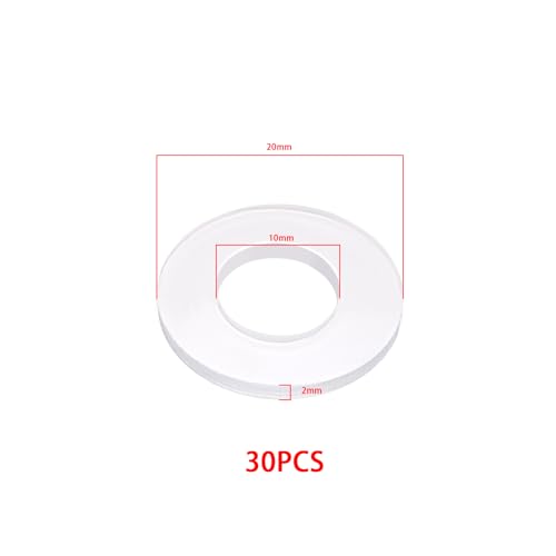ECSiNG 30 Stück M10 transparente Gummi-Unterlegscheiben, 20 mm Außendurchmesser für M10-Schrauben, Bolzen und mechanische Befestigungsanwendungen, Gummi-Unterlegscheiben