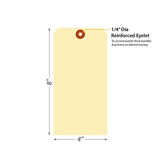 Smartsign Blank Manila Shipping Tags - Pack Of 100, Size-12, 15Pt Thick Cardstock Tag, 8 X 4 Inch Paper Hang Tags With Reinforced Fiber Patch (No Attachment) #TOP3