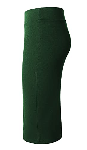 Urban Coco Women's Elastic Waist Stretch Bodycon Midi Pencil Skirt (S, Backish Green) #TOP4