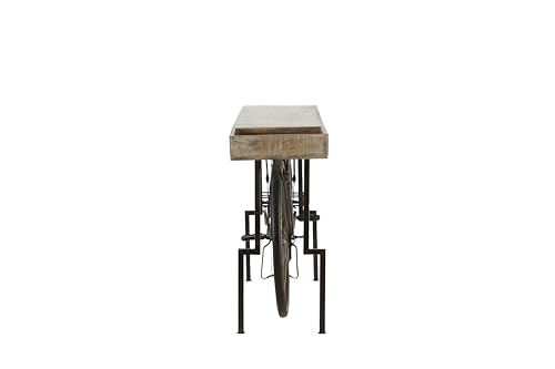 Deco-79-Metal-Rectangle-Bar-with-Brown-Wood-Top-76-x-16-x-37-Black-LARGE-SIZE Deco 79 Metal Rectangle Bar with Brown Wood Top 76 x 16 x 37 Black LARGE SIZE