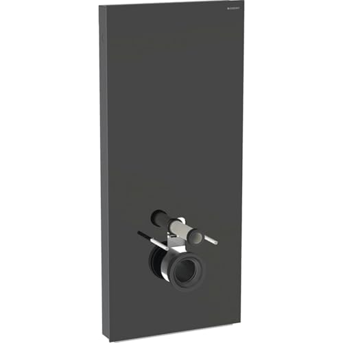Geberit Monolith module sanitaire pour WC suspendu, 114 cm, entrée deau derrière au centre, avec tubulure de raccordement, Coloris: Verre noir/Aluminium noir...