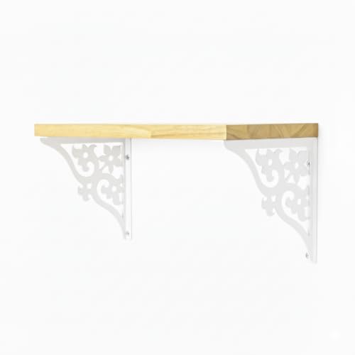 Image of Spillbox Wooden Pooja Home Temple|White Metal Shelf |Wall Mountable|Easy Screw Assembly|Home Temple for Puja Room |Pooja Stand | Mandir-Triple Floral (Small White)