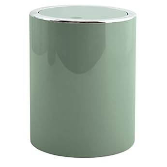 Foto di MSV, pattumiera con coperchio basculante in PP, modello Kamaka, pattumiera con coperchio basculante rimovibile, design moderno ideale per WC, bagni, uffici, rotonda, 6L, verde basilico