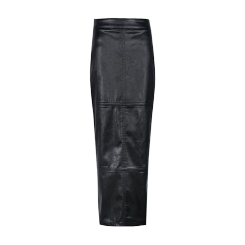 Jupe longue noire d'hiver à paillettes chic pour femme avec dos fendu élégant