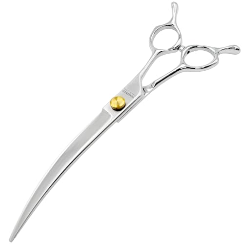 Dog Grooming Scissors, 7.5" Curved Shears, Premium Stainless Steel, Safety Rounded Tip & Ergonomic Symmetrical Handles for Dogs, Cats & Pet Trimming at Home