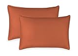 King Pillowcases by Pure Bamboo, Genuine 100% Organic Viscose Derived from Bamboo, Luxuriously Soft & Cooling, Double Stitching, Envelope Closure (2 King Pillowcases, Terracotta)
