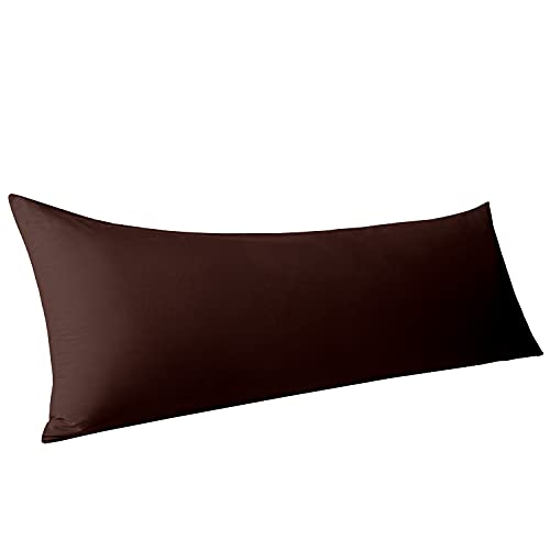 Organictune Body Pillow Cover Microfiber Long Pillow Case Breathable Soft Shrinkage and Fade Resistant Pillowcase with Envelope Closure (Dark Brown,20x54 Inches)