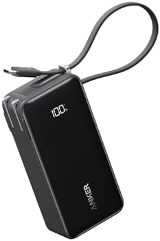 Anker Power Bank (10000mAh, Fusion, Built-In USB-C ケーブル) (10000mA...