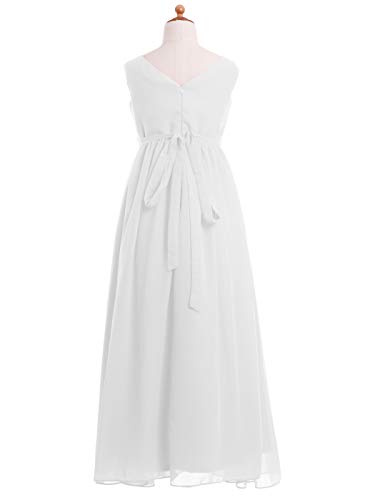 FAIRY COUPLE Girl's Embellished V-Neck Long Flower Girl Junior Bridesmaid Dress for Wedding Party K01563