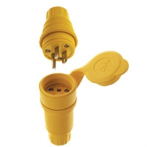 Woodhead 24W47 Locking Plug, 15A, 125V, Yellow, Wetguard, 2P3W