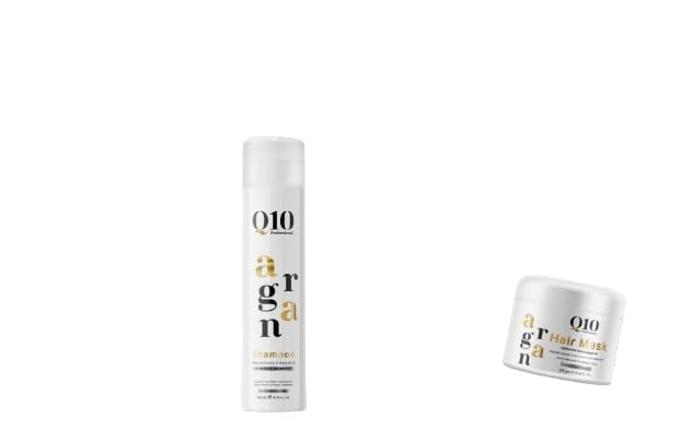 Q10 Professional Keratin Argan Shampoo & Hair Mask |7 Days Smoothening| Deep Conditioning for dry & damaged Hair| Sulphate & paraben free|| Controls Frizz, for Smooth & Shiny Hair | Smoothening Keratin Hair Shampoo Mask For All Types Hair (300ml + 250g)
