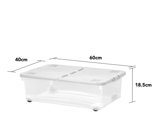 Muddy Hands Pack Of 2 - Large Clear Plastic Storage Boxes With Lids & Wheels Under Bed Stackable Containers (32 Litre) - 3