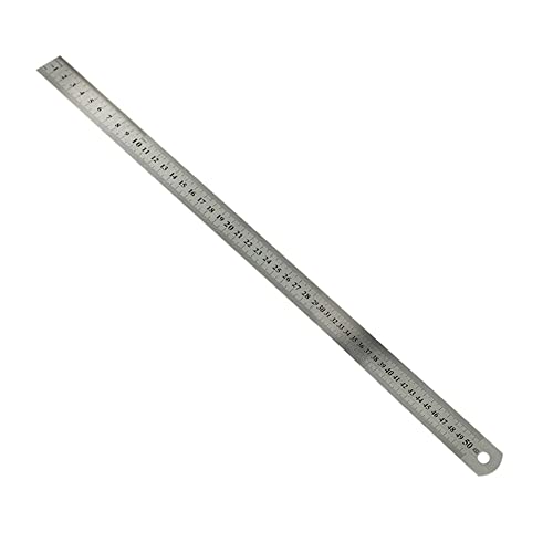 Règle en Acier Antirouille Latte Métallique Inoxydable Mesure de Diamètre Stainless Outil de Mesure Double Face Réglette de Précision Métrique Outil Micromètre pour Etudiants Ingénieurs (50cm*29mm) Cover
